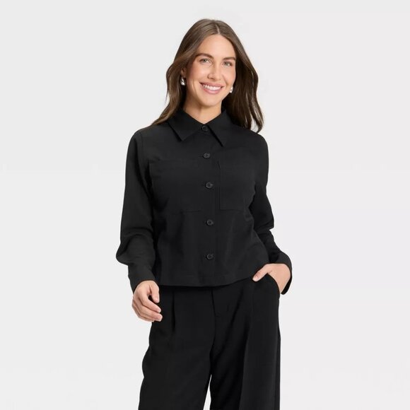 a new day Tops - NEW A New Day Plain Weave Shirt Jacket - Black - Size Medium